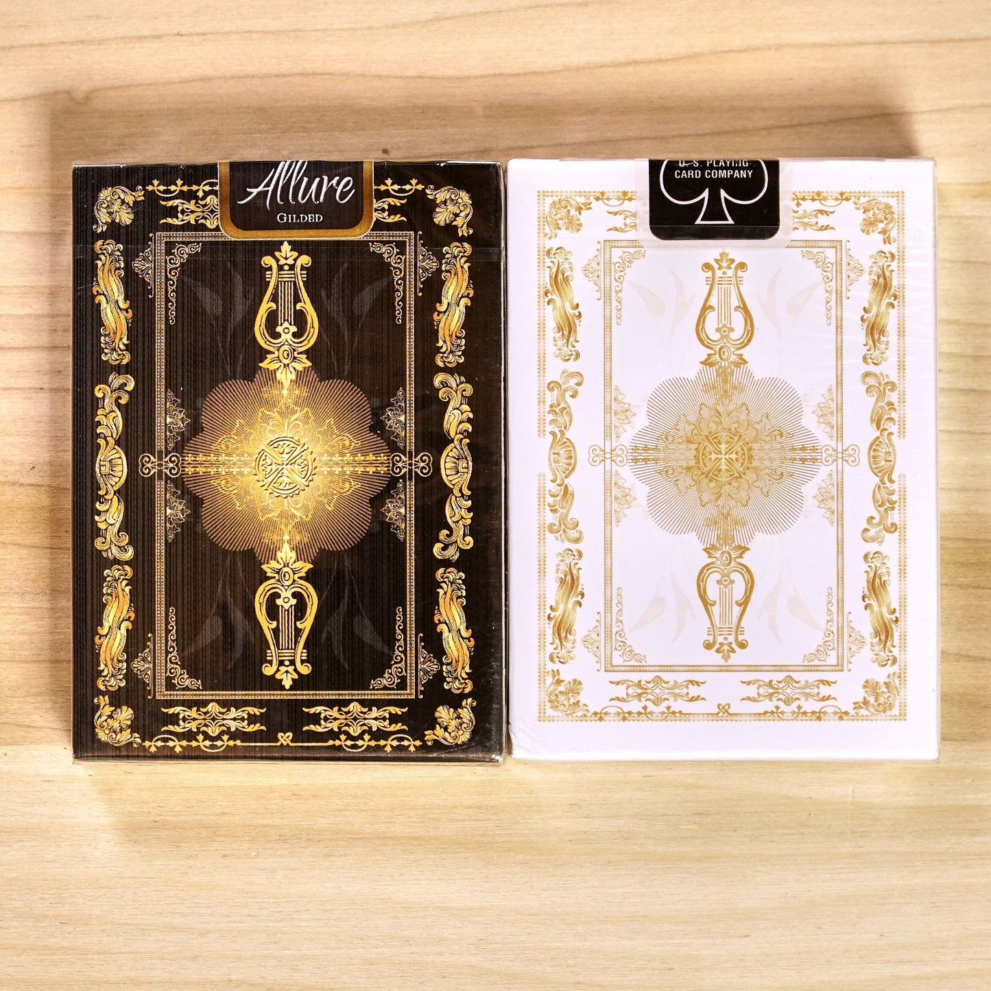 Bicycle Allure Playing Cards - 2 Deck Set White and Black Gilded