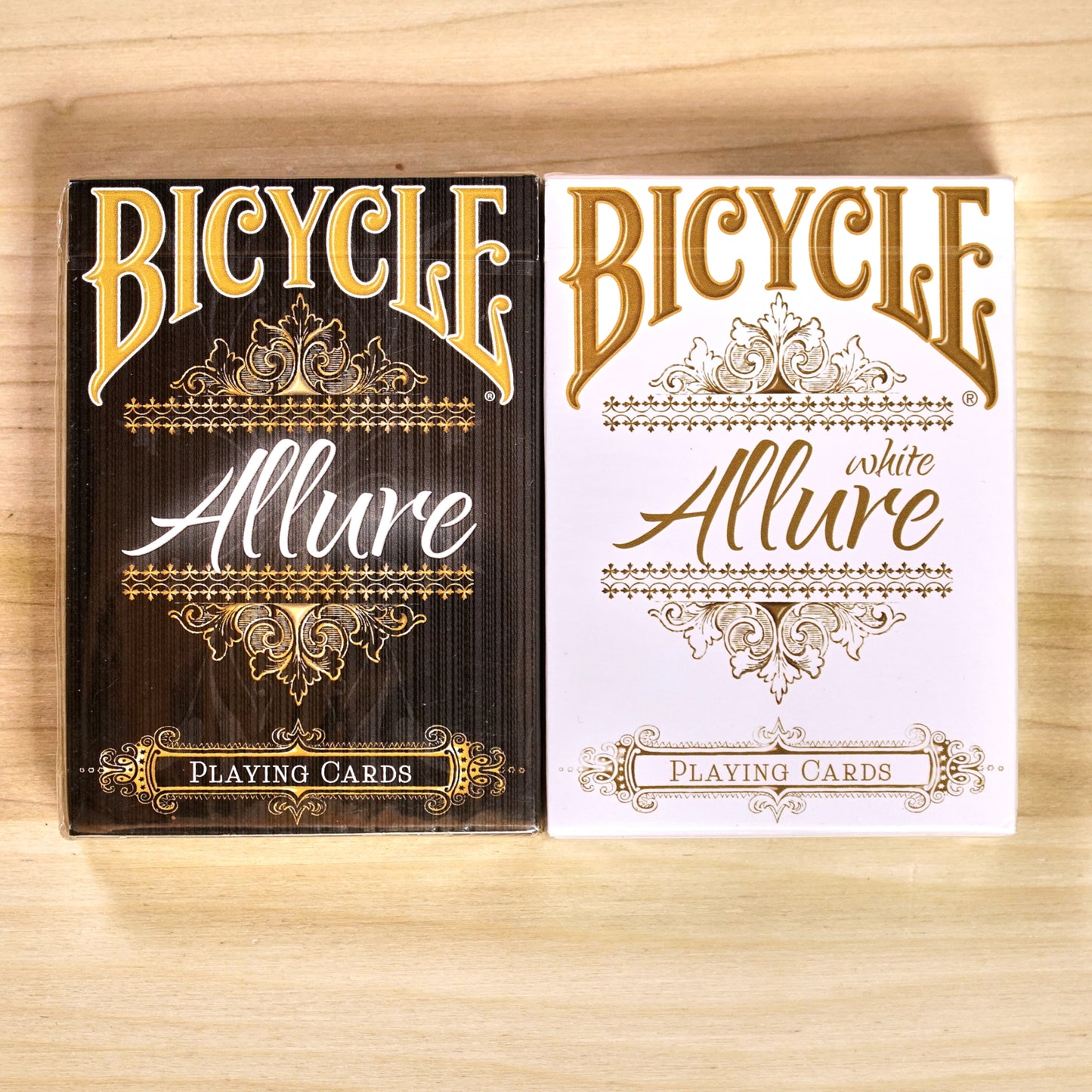 Bicycle Allure Playing Cards - 2 Deck Set White and Black Gilded